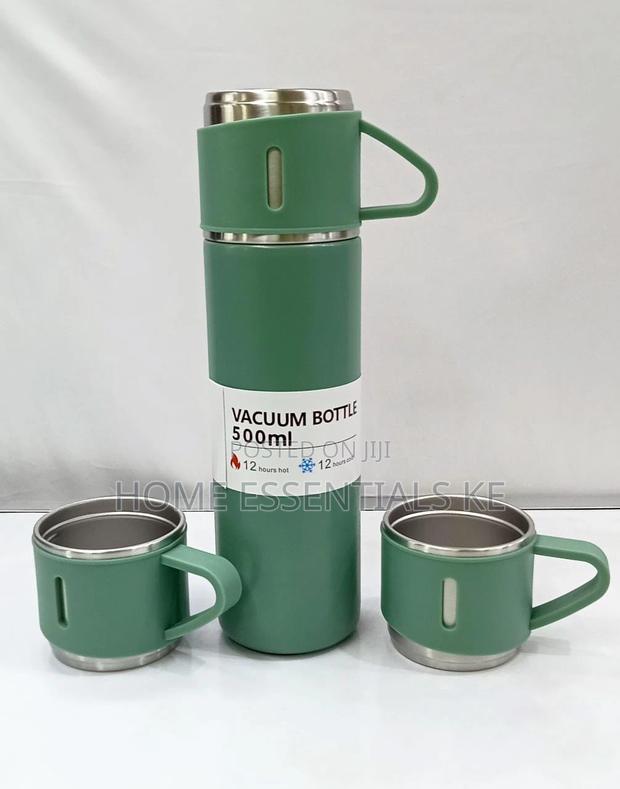 500ml Vacuum Flask With Cups Black, Silver, Grey,Blue, Green - thumbnail 7