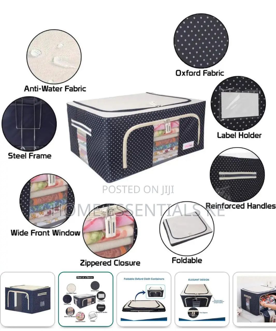 100L Zipped Storage Box/ Wardrobe Organiser Size: 42*60*40cm