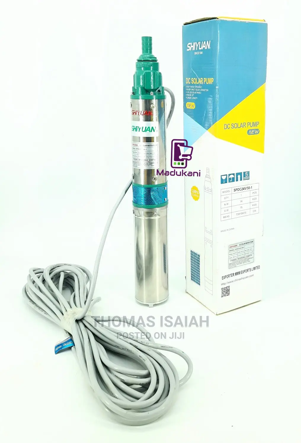 Shiyuan Spdc24v 600W 50M 24V DC Solar Submersible Pump
