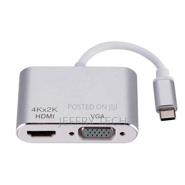 2 in 1 USB C to 4K HDM VGA Adapter for Macbook Pro, Samsung