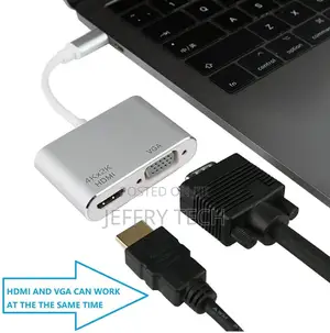 2 in 1 USB C to 4K HDM VGA Adapter for Macbook Pro, Samsung