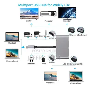 5 in 1 USB C to 4K HDMI VGA USB 3.0 Hub and 3.5mm Audio PD C