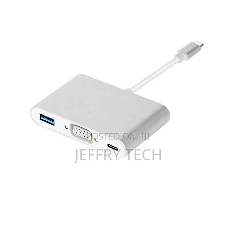 USB 3.1 Type C to VGA Adapter Cable With USB A, USB-C for Ap