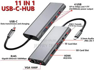 11 in 1 USB C to 4K HDMI VGA Hub With SD Card Reader, Rj45 E