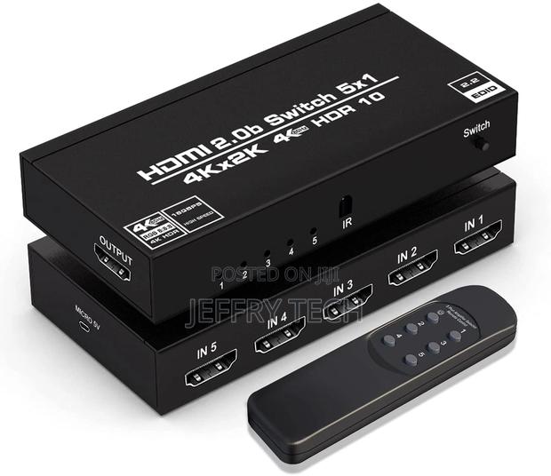 HDMI Switch With Remote 5 Port 4K 60hz 5 in 1 Out HDMI Switc