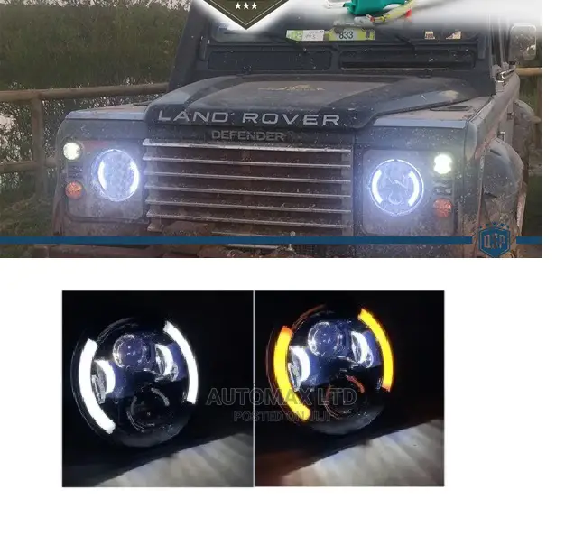 2x Half and Half Led Headlight With Amber: For Defender 110