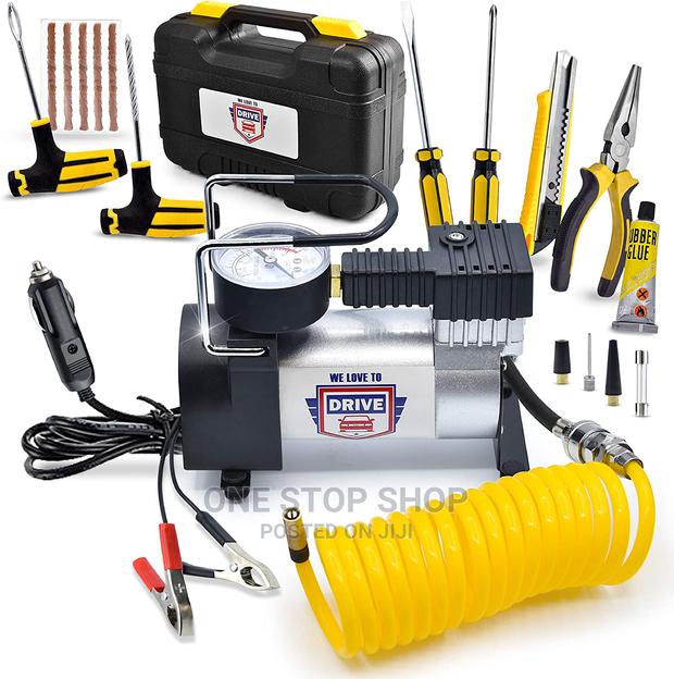 Tire Inflator With Gauge , Puncture Repair Kit and Carrycase