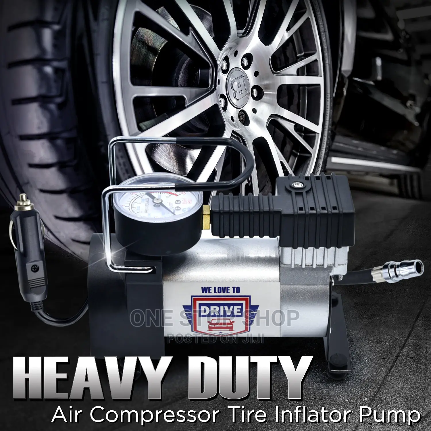 Tire Inflator With Gauge , Puncture Repair Kit and Carrycase