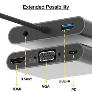 5 in 1 Multifunctional USB-C Port to HDMI VGA USB-A Aux