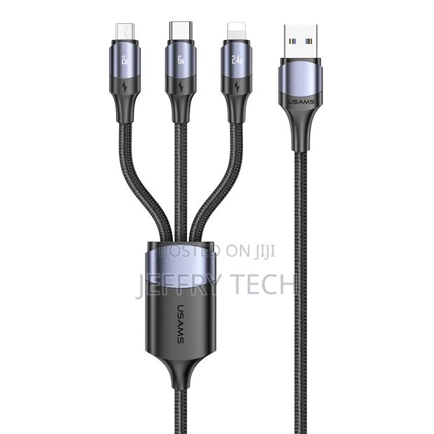 USAMS Hot Sale 6A 3in1 Multiple USB Data Charging Cable 3 In - main view