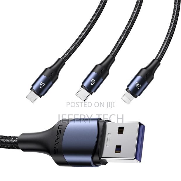 USAMS Hot Sale 6A 3in1 Multiple USB Data Charging Cable 3 In - thumbnail 4