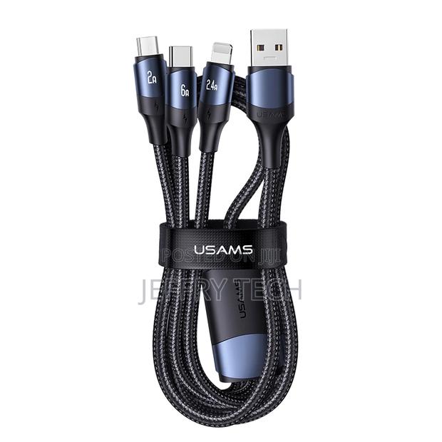 USAMS Hot Sale 6A 3in1 Multiple USB Data Charging Cable 3 In - thumbnail 5