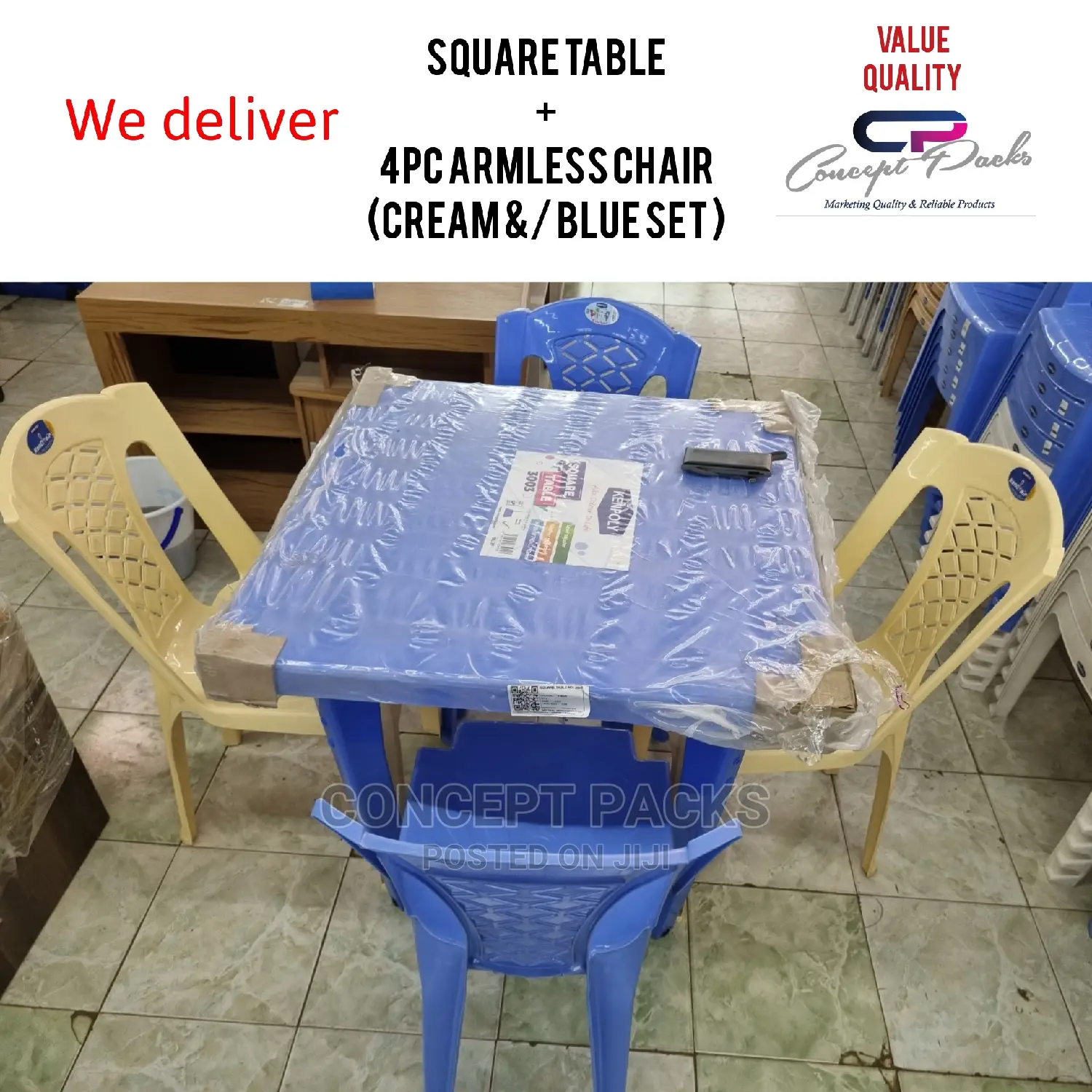 Square Table + 4pc Chair Set.