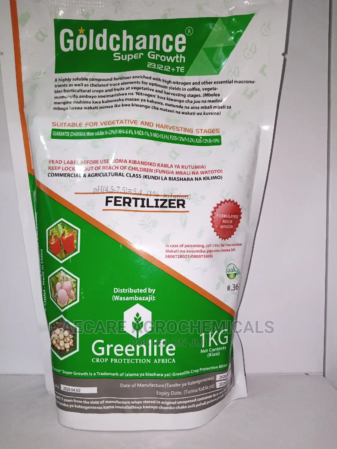 Gold Chance Super Growth Foliar Fertilizers 23.12.12+Te 1kg