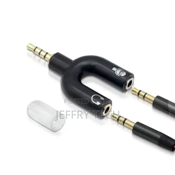 3.5mm U Shape Stereo Audio Splitter 1 Male to 2 Female to He