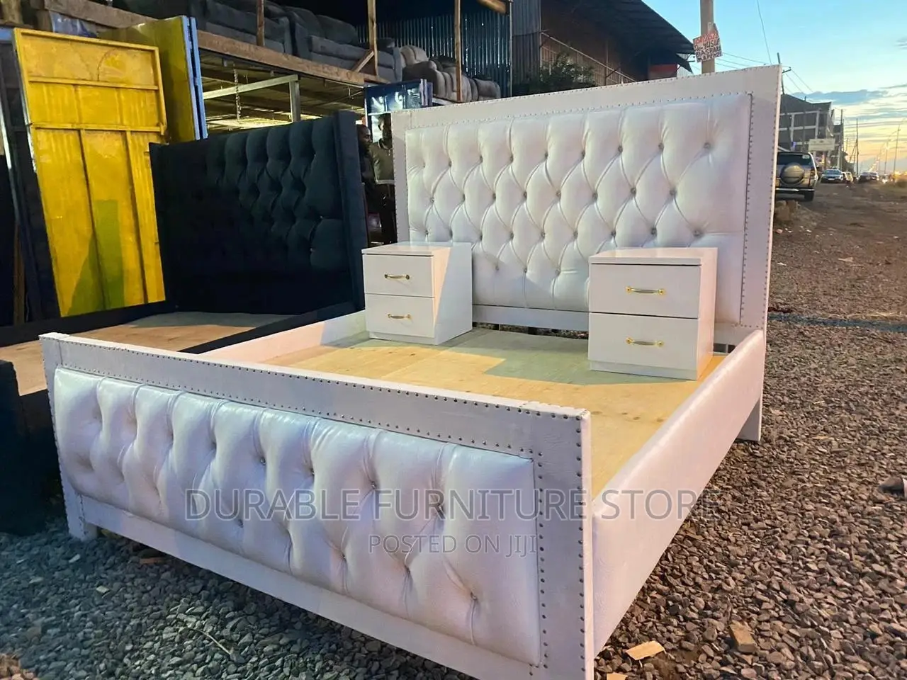 6/6 Leather Chester Bed and Drawers