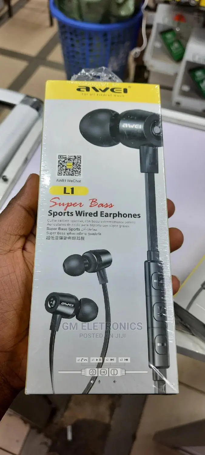 Original Awei L1 Stereo Wired Earphones(Black).