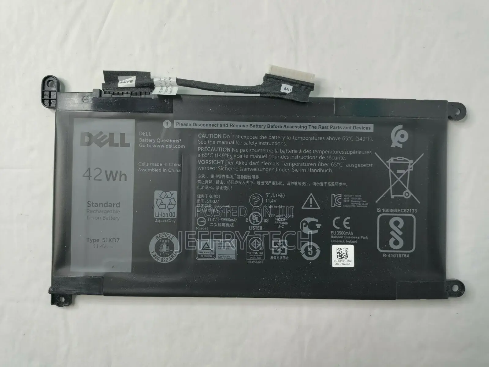51KD7 FY8XM Battery for Dell Chromebook 11 3180 3181 3189 51