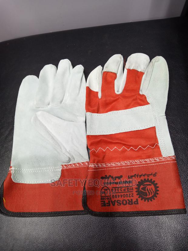 Gloves-Red and Grey Cowspilt Leather - main view