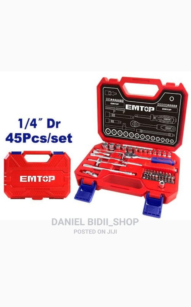 Emtop 1⁄4inch Drive Socket Set 45pcs