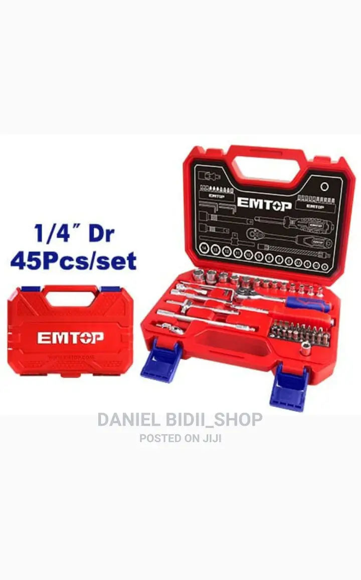Emtop 1⁄4inch Drive Socket Set 45pcs