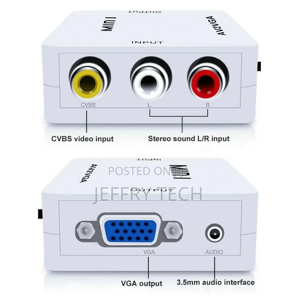 Mini Video Converter Box Av Rca Cvbs To Vga With 3.5mm Audio