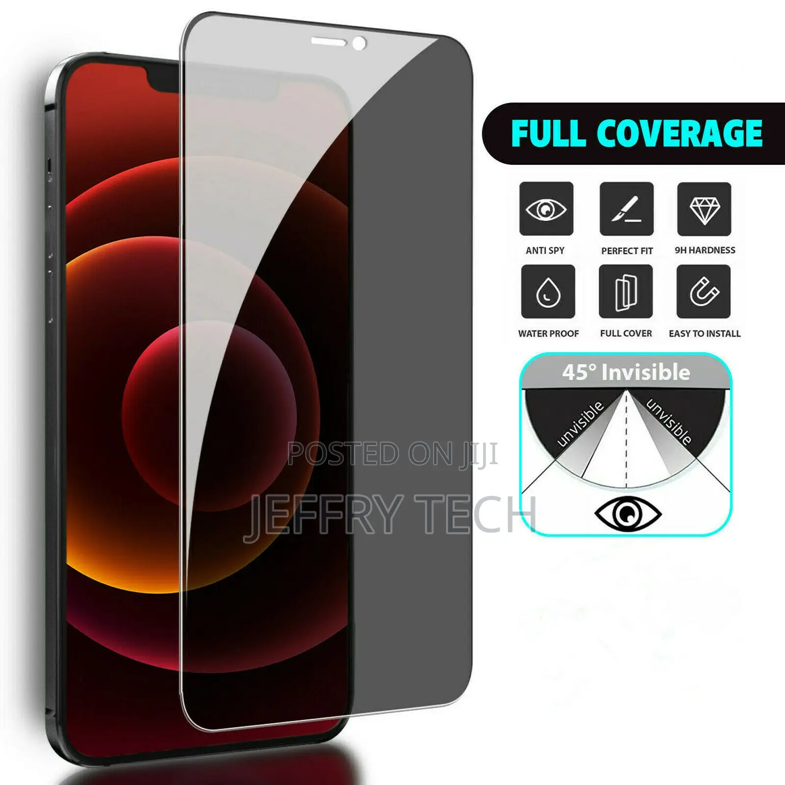 5D Privacy Screen Protector for iPhone 13 Promax 12 11 XS C