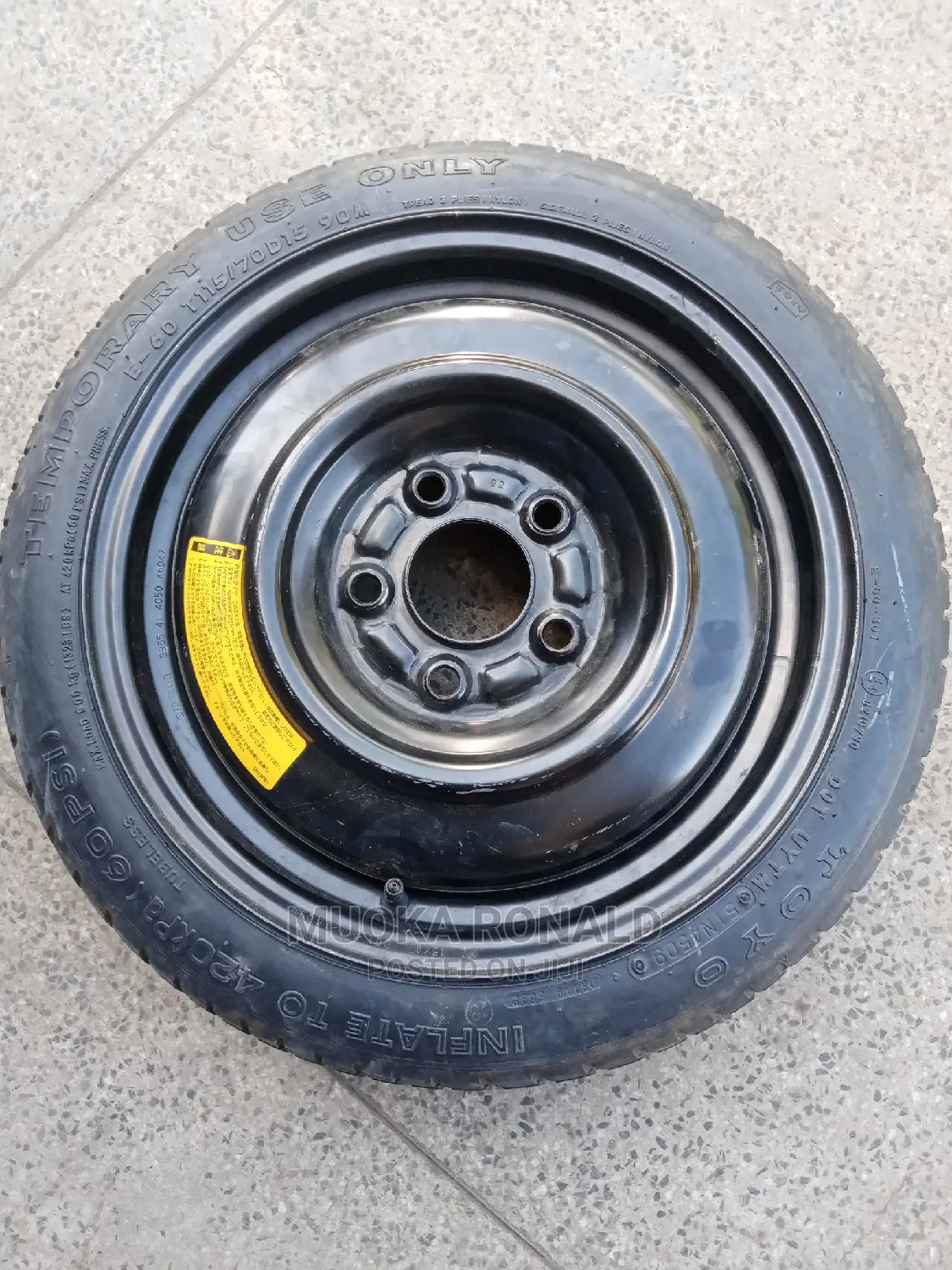 Spare Tyre (Donut Tyre) for Mazda Axela Size 16