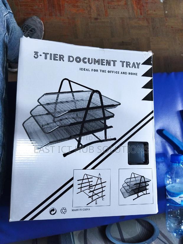 3 Tier Quality Document Tray, Mesh Mettalic - thumbnail 2