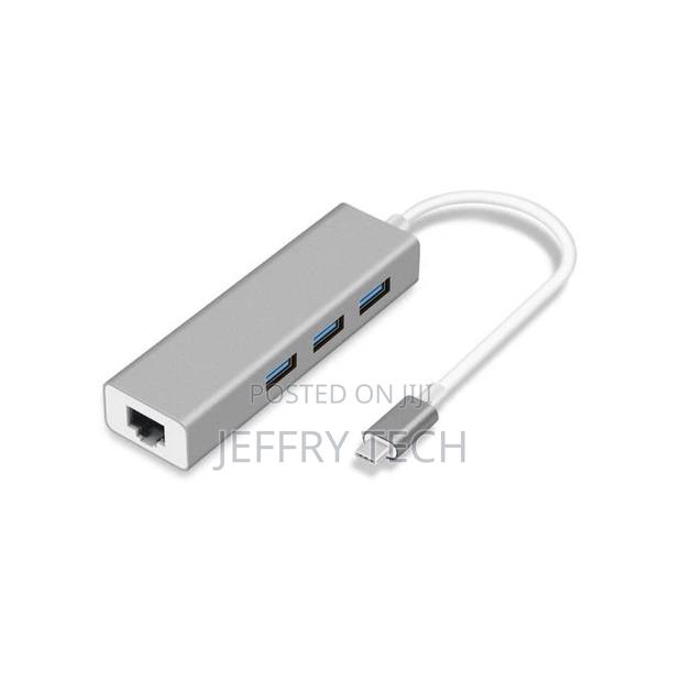 Generic Type-C to Rj45 Ethernet Lan Adapter 3 Port USB