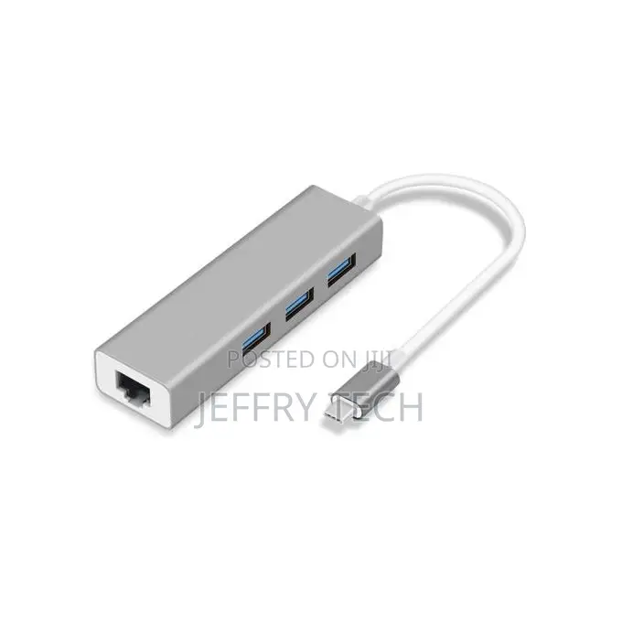 Generic Type-C to Rj45 Ethernet Lan Adapter 3 Port USB