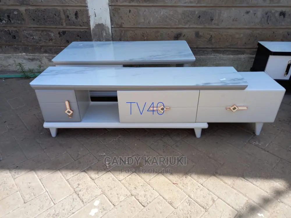 Matching White and Grey TV Stand Plus Coffee Table