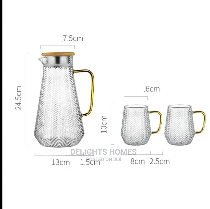 Borosilicate Glass Kettle With 4 Mugs Set