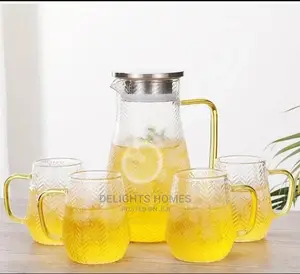 Borosilicate Glass Kettle With 4 Mugs Set