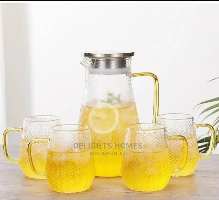 Borosilicate Glass Kettle With 4 Mugs Set
