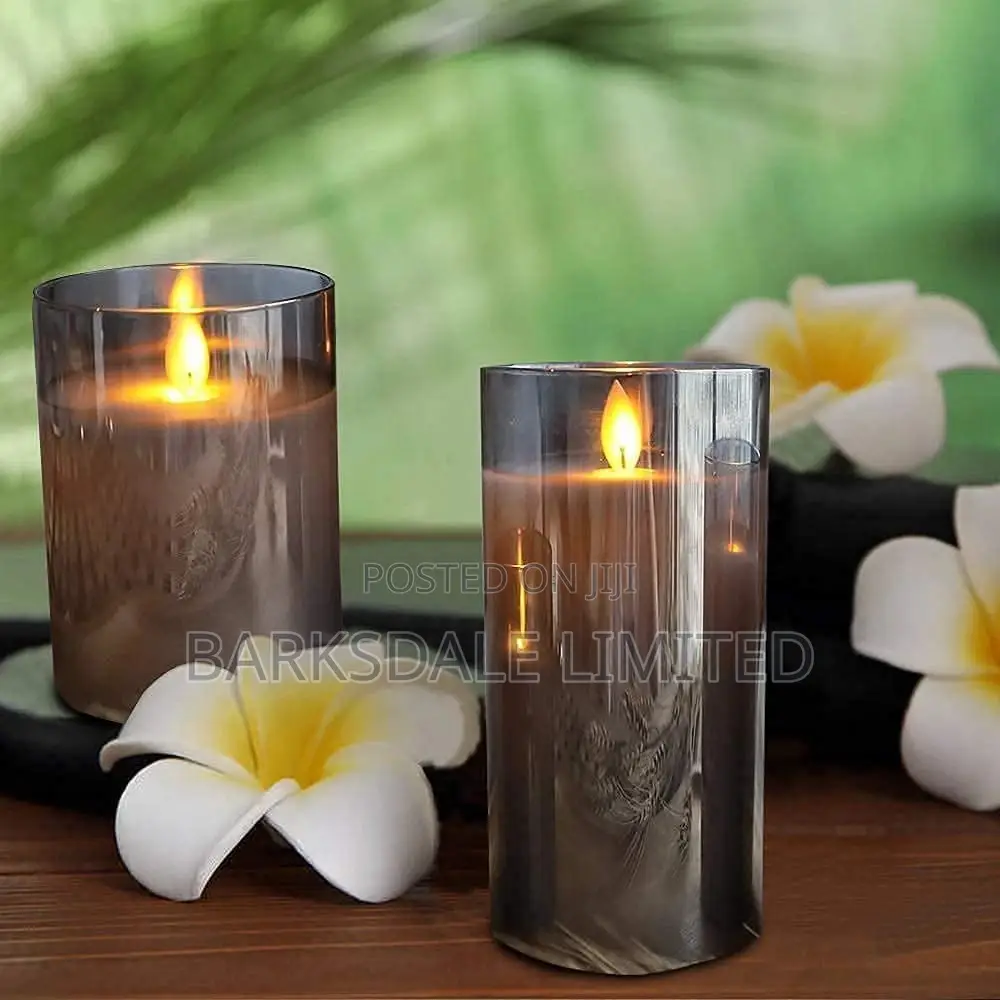 LED Flameless Candle Premium Black Glass With Remote Control