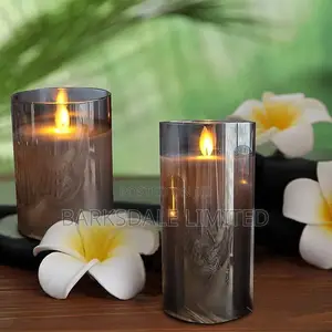 LED Flameless Candle Premium Black Glass With Remote Control