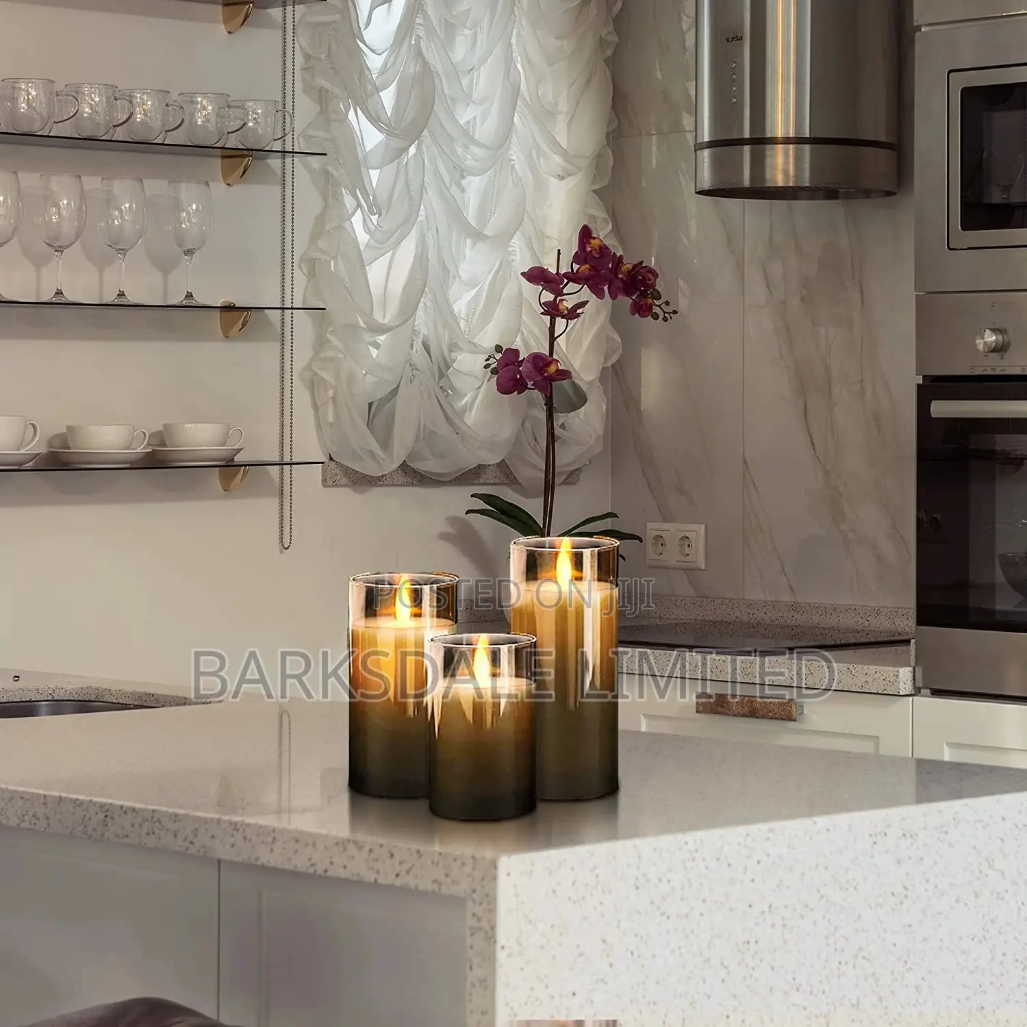 LED Flameless Candle Premium Black Glass With Remote Control