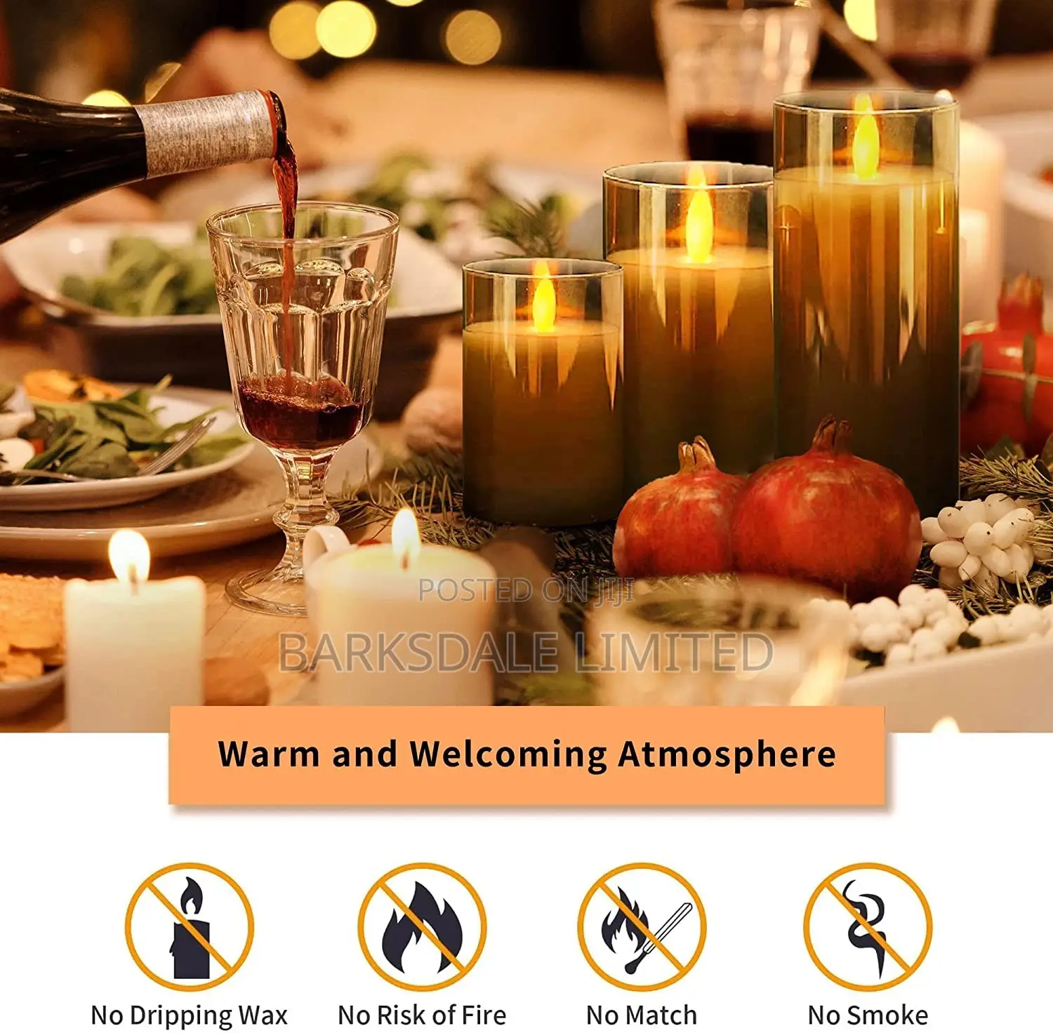 LED Flameless Candle Premium Black Glass With Remote Control