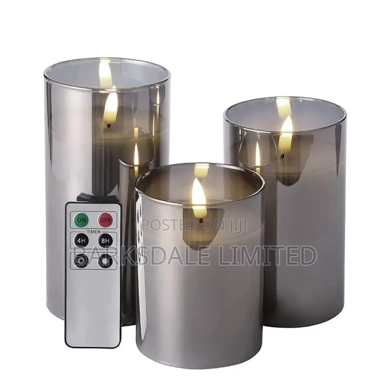 LED Flameless Candle Premium Black Glass With Remote Control