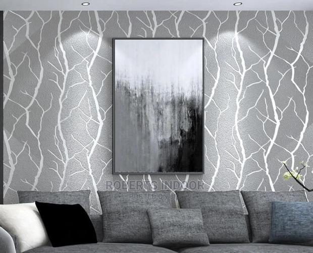 Grey and White Floral Wallpaper