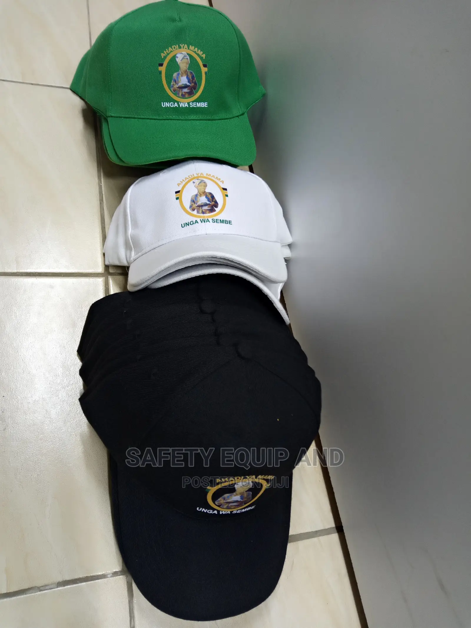 Caps-Black, White, Green Branded