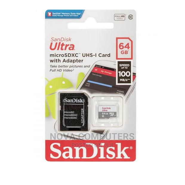 Sandisk Microsd CLASS 10 100MBPS 64GB With Adapter - main view