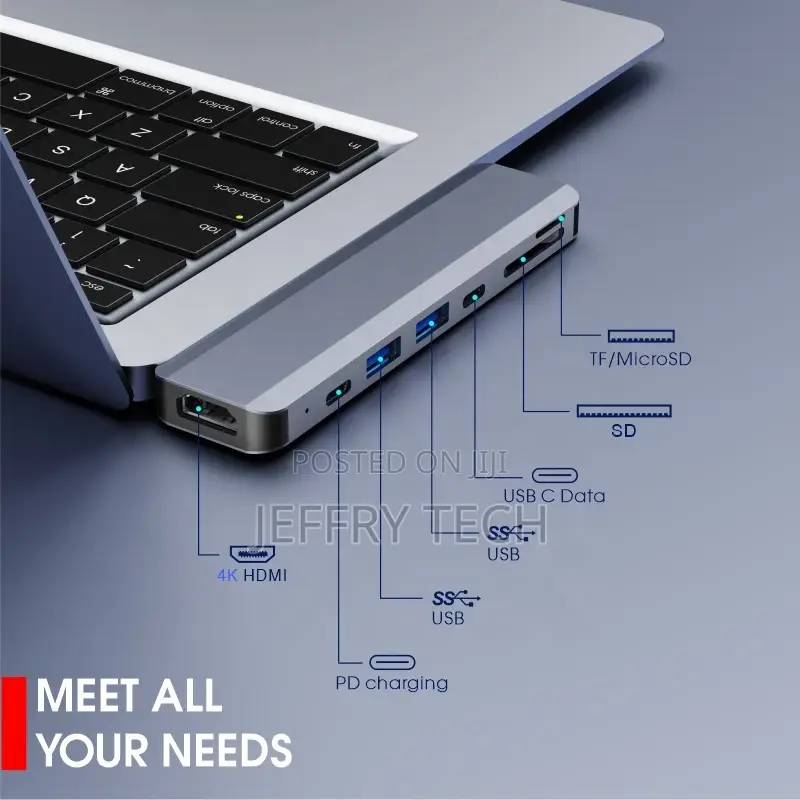 Multifunction USB C Hub 7 in 1 for Macbook Pro Hub USB With