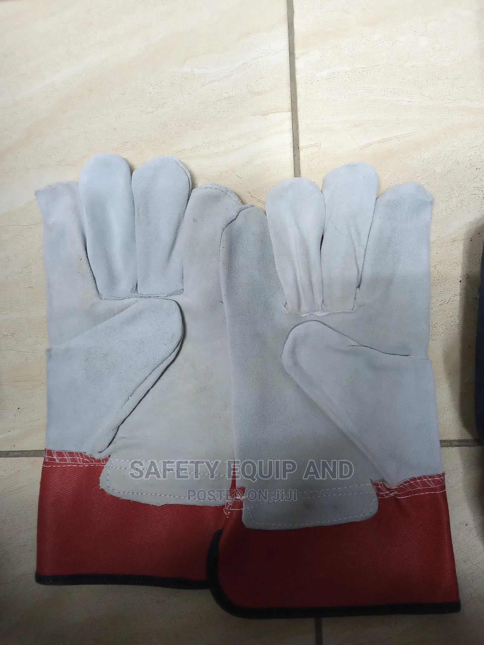 Cowspilt Double Palm Gloves Red and White