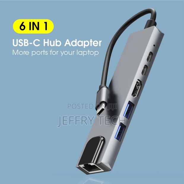 6 IN 1 USB C HUB Docking Station RJ45 for Macbook Pro Xiaomi - thumbnail 2