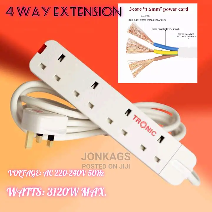 Tronic 4 Way 220-240v Extension Sock