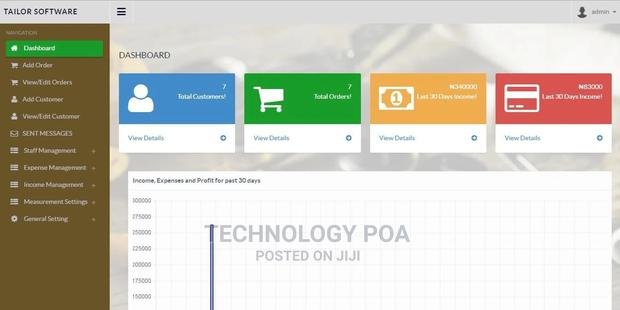Tailor / Fashion Designer Management System - main view