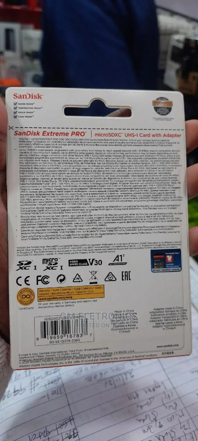 Sandisk Extreme Pro 256gb Memory Card.