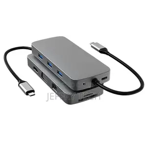 10 in 1 USB-C / Type-C to RJ45 + VGA + HDMI + 3.5mm AUX + SD